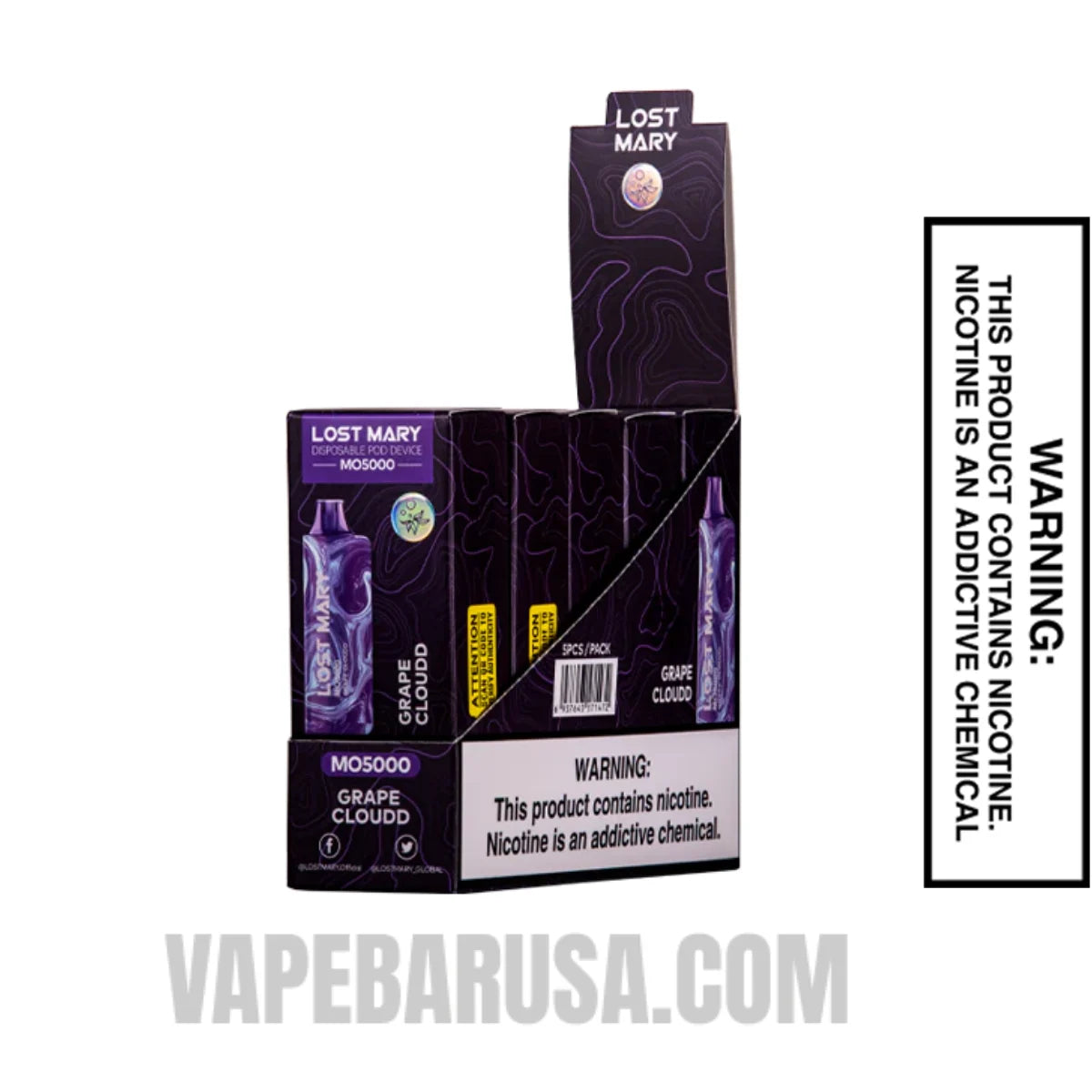 Grape Cloudd Lost Mary MO5000 Disposable Vape With bundle Box
