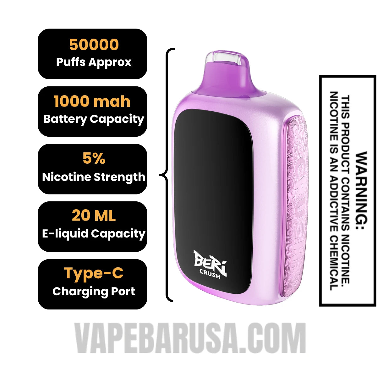 Grape Ice Beri Crush 50K Disposable Vape Specifications