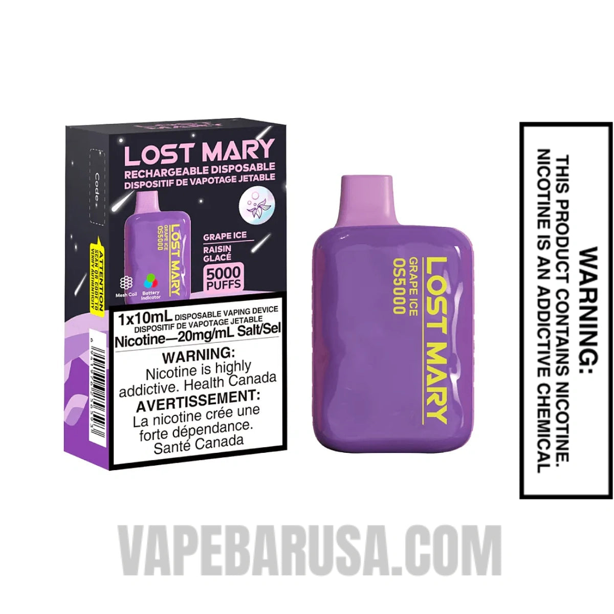 Grape Lost Mary OS5000 Disposable Vape Package