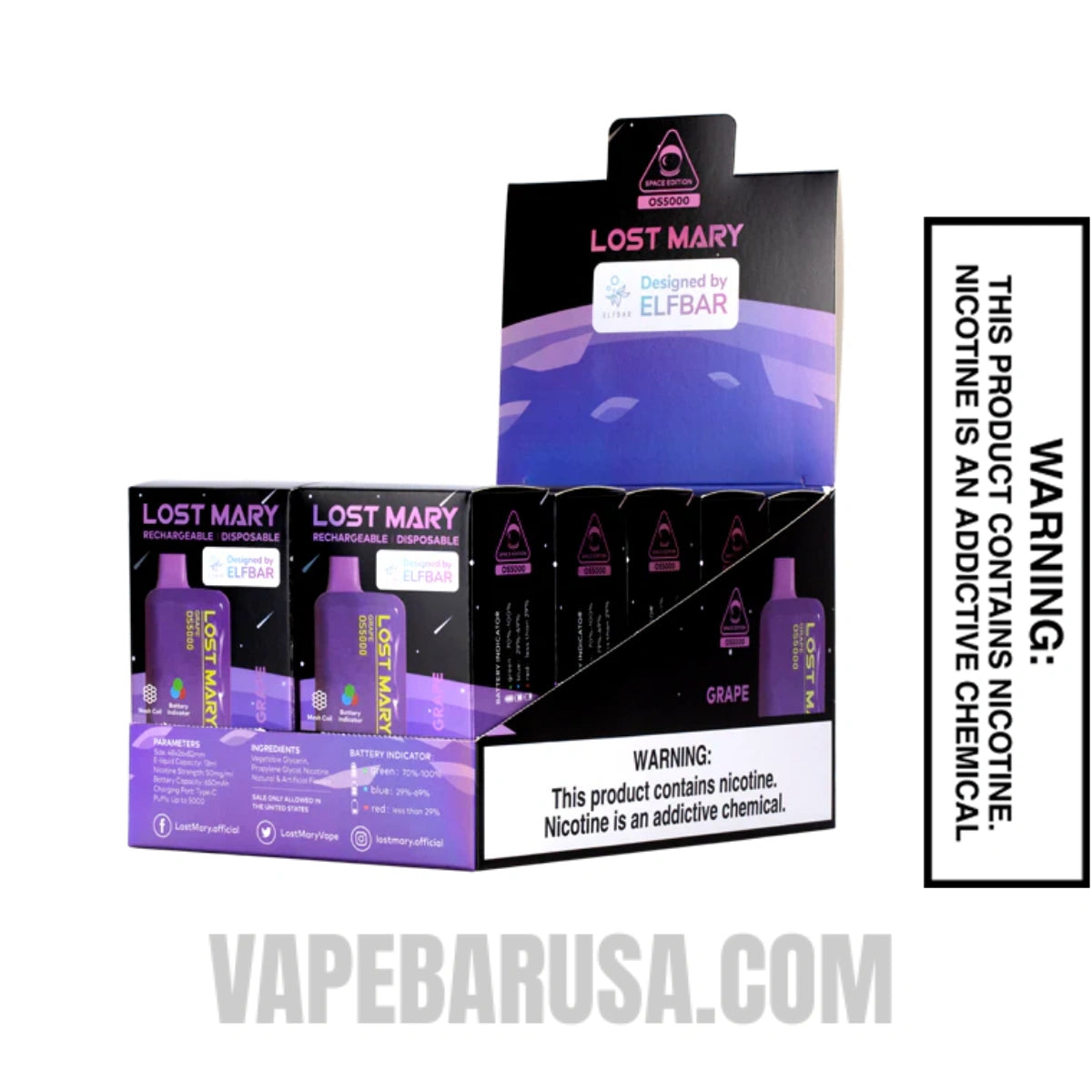 Grape Lost Mary OS5000 Disposable Vape bundle box