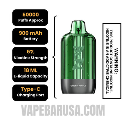Green Apple Beri Cliq 50K Disposable Vape Pod Specifications