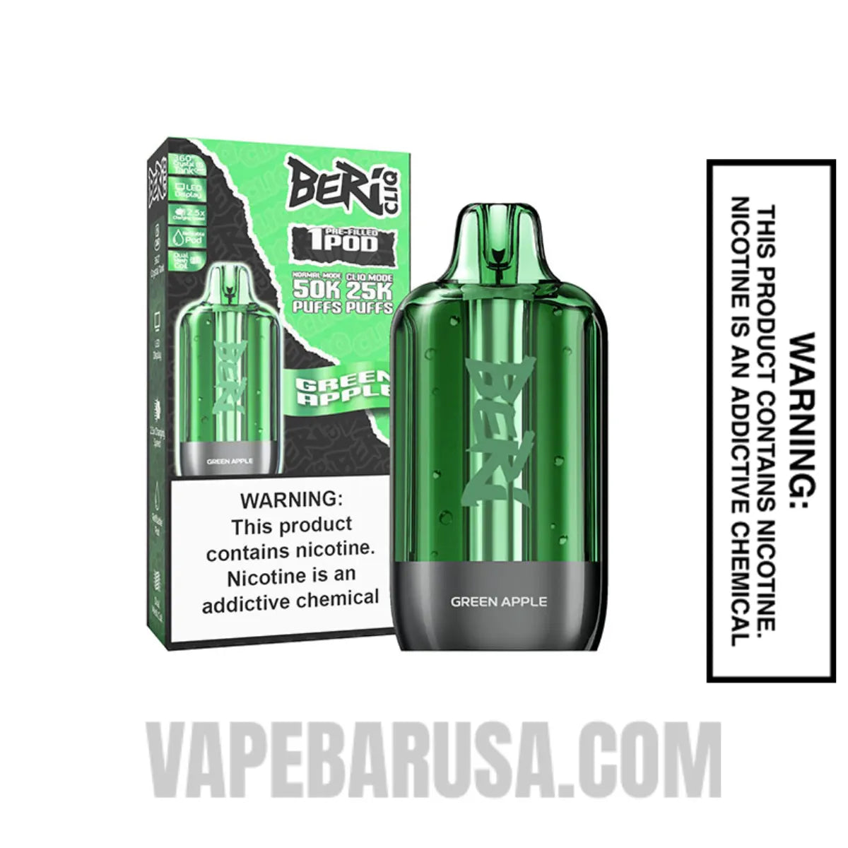 Green Apple Beri Cliq 50K Disposable Vape Pod With Package Box