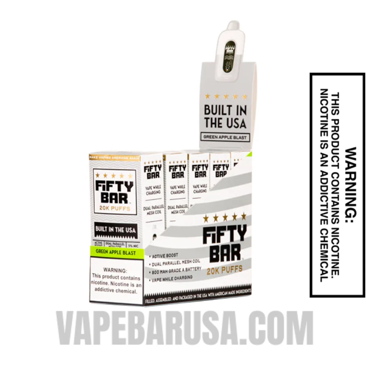 Green Apple Blast Fifty Bar 20k Disposable Vape With Bundle Pack