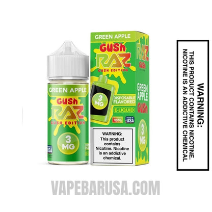 Green Apple Gush RAZ Vape Juice 100 ML With Package Box
