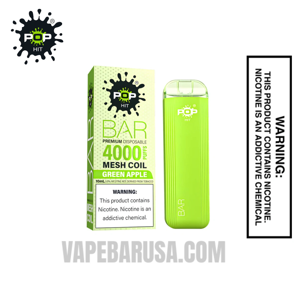 Green Apple Pop HIT Bar 4000 Puffs Disposable Vape 