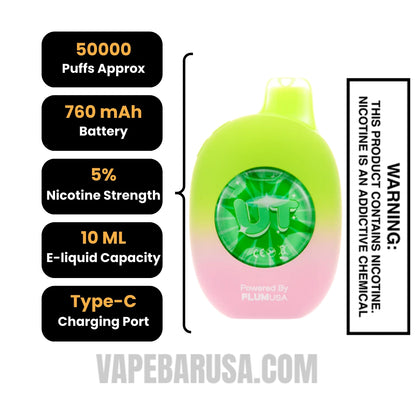Green Apple/Fuji Apple Flum UT Bar 50K Disposable Vape Specifications
