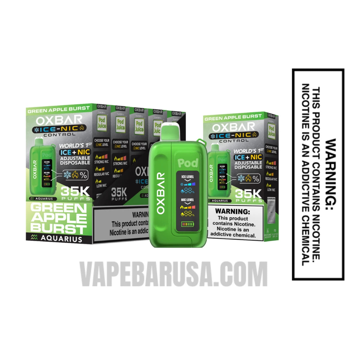 Green Apple Burst OXBAR Ice-Nic Control Disposable Vape with Bundle Pack
