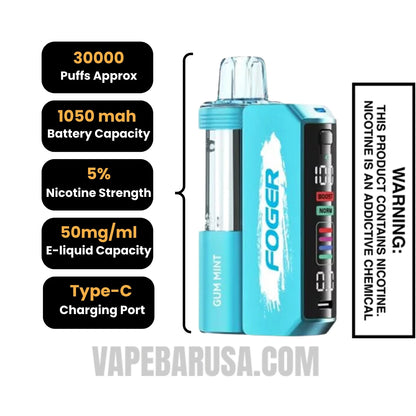 Gum Mint Foger Switch Pro Disposable Vape Specifications