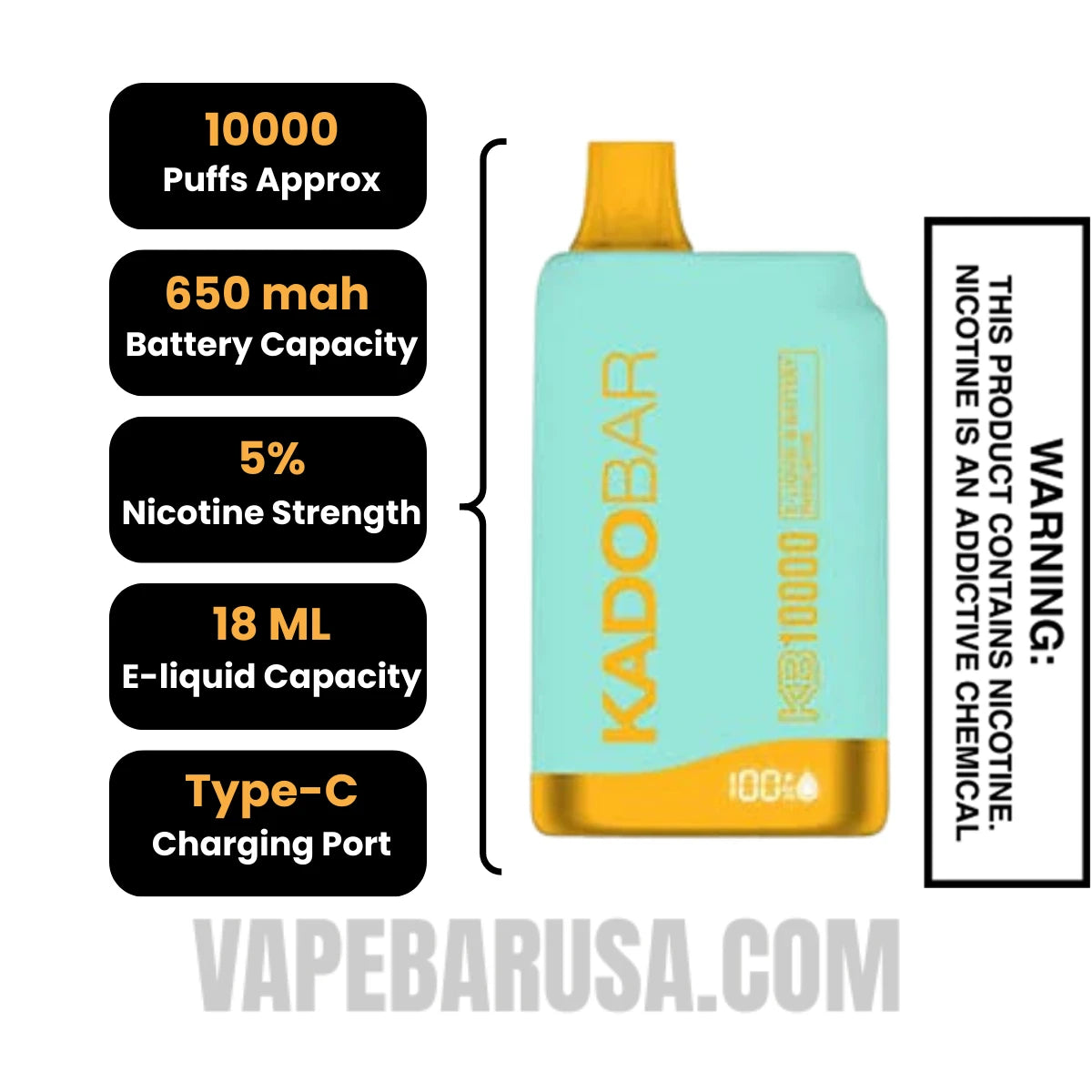 Gummy Bear Kado Bar KB10000 Disposable Vape Specifications