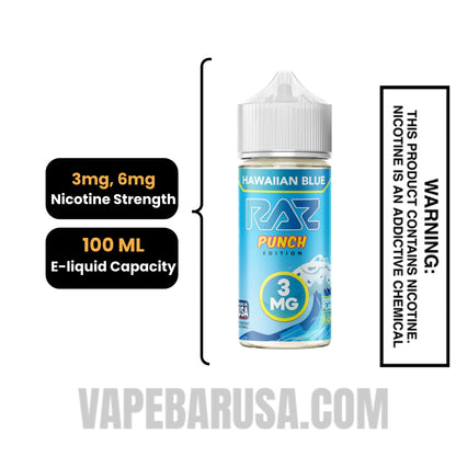 Hawaiian Blue RAZ Vape Juice 100 ML Specifications