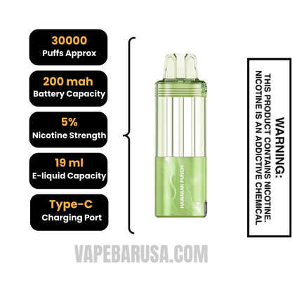 Hawaiian Punch Foger Switch Pro 30K Disposable Vape Pod Specifications