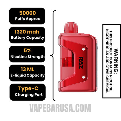 Hawaiian Punch RAZ VUE 50K Disposable Kit Specifications 