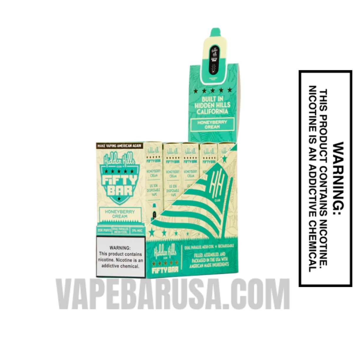Honeyberry Cream Hidden Hills X Fifty Bar 20K Vape With Bundle Pack