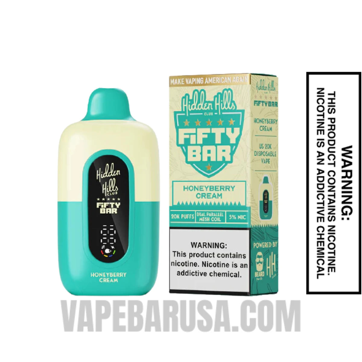 Honeyberry Cream Hidden Hills X Fifty Bar 20K Vape With Package Box