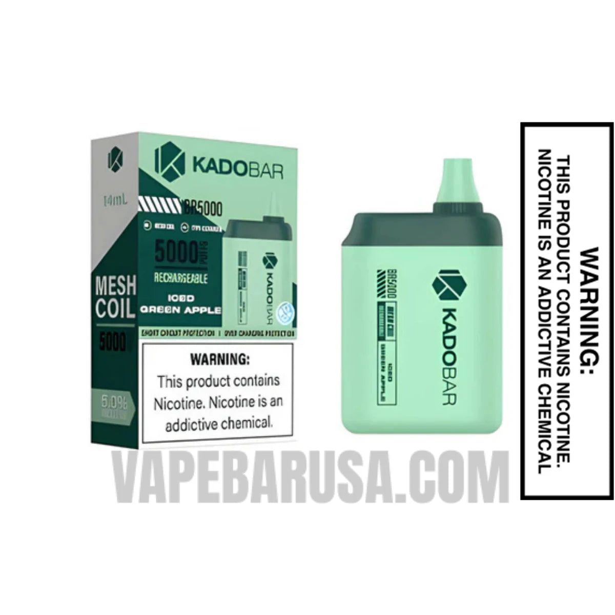 Iced Green Apple Kado Bar BR5000 Disposable Vape With Package Box