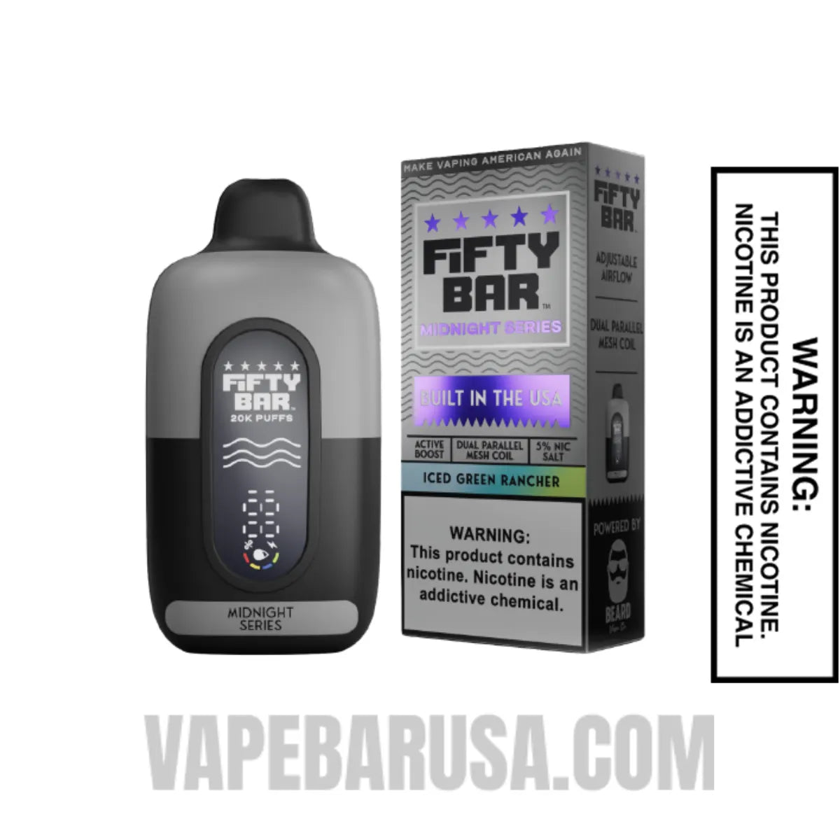 Iced Strawberry Pear Fifty Bar 20K Midnight Series Disposable Vape With Package Box