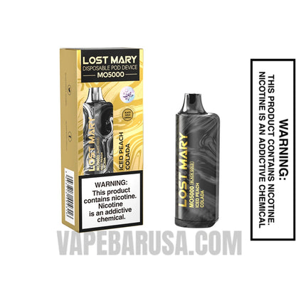 Iced Peach Colada Lost Mary MO5000 Black Gold Edition Vape With Package Box