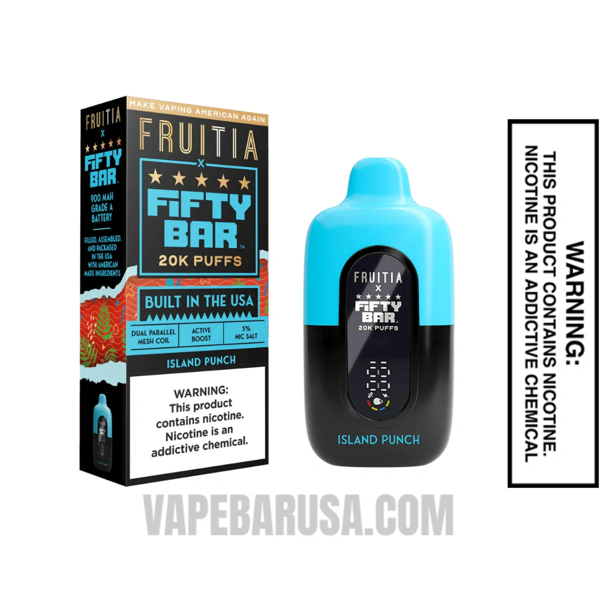 Island Punch Fruitia X Fifty Bar 20K Disposable Vape With Package Box