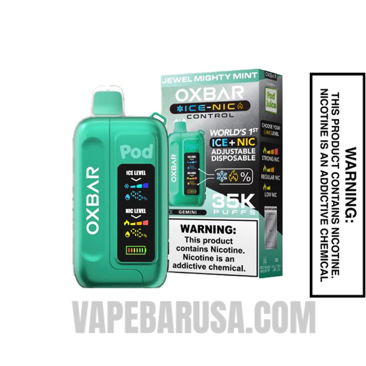 Jewel Mighty Mint OXBAR Ice-Nic Control Disposable Vape With Package Box