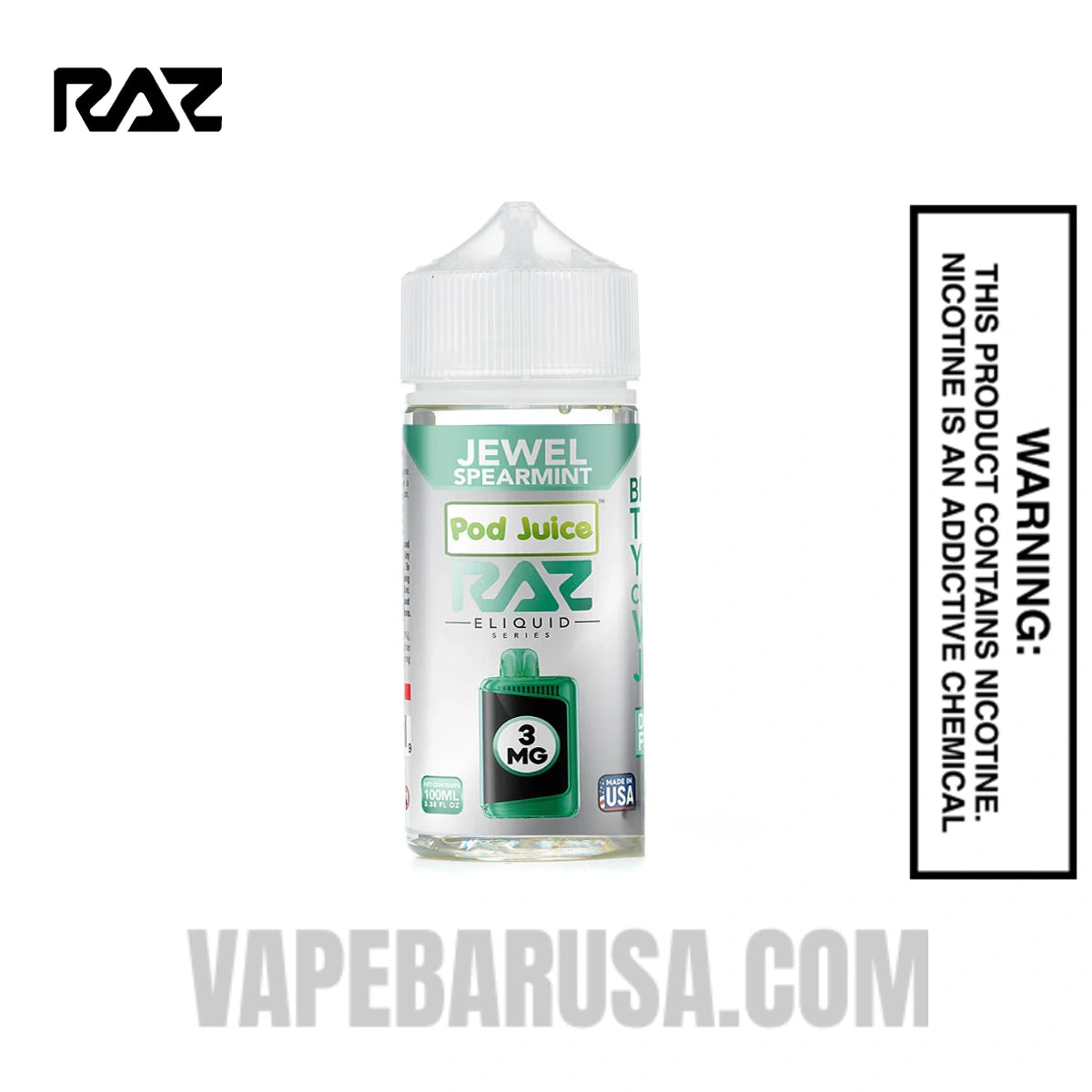 Jewel Spearmint Pod Juice X RAZ Vape Juice 100 ML