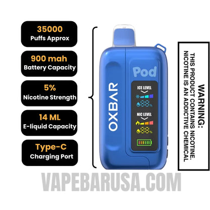Jolly Watermelon OXBAR Ice-Nic Control Disposable Vape Specifications