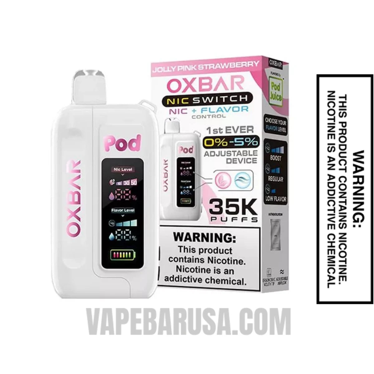 Jolly Pink Strawberry OXBAR Ice-Nic Control Disposable Vape With Package Box