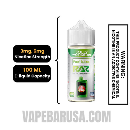 Jolly Watermelon RAZ Vape Juice 100 ML Specifications