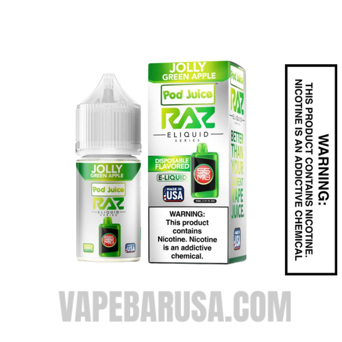 Jolly Green Apple Pod Juice X RAZ Salt Nic juice 30 ML With Package Box