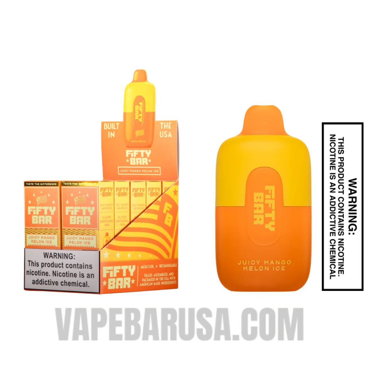 Juicy Mango Melon Ice Fifty Bar Disposable Vape 6500 Puffs With Bundle Pack