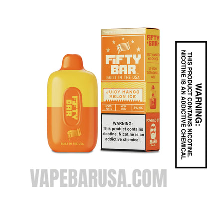 Juicy Mango Melon Ice Fifty Bar Disposable Vape 6500 Puffs With Package Box