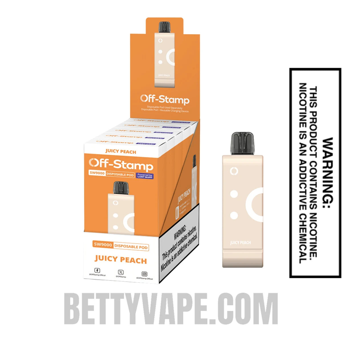 Juicy Peach Off Stamp SW9000 Disposable Pod With Bundle Pack