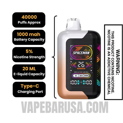 Juicy Peach Watermelon Spaceman SP40000 Disposable Vape Specifications 