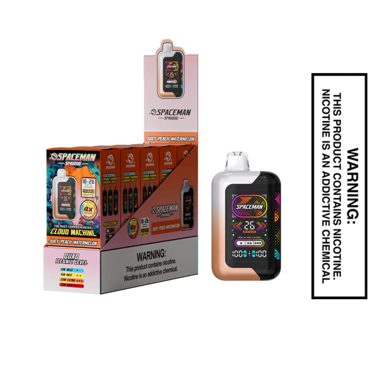 Juicy Peach Watermelon Spaceman SP40000 Disposable Vape With Bundle Box
