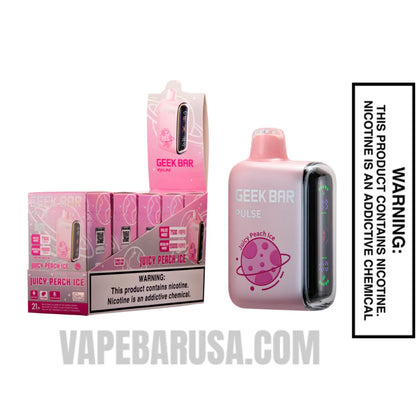 Juicy Peach Ice Geek Bar Pulse Disposable Vape With Bundle Pack