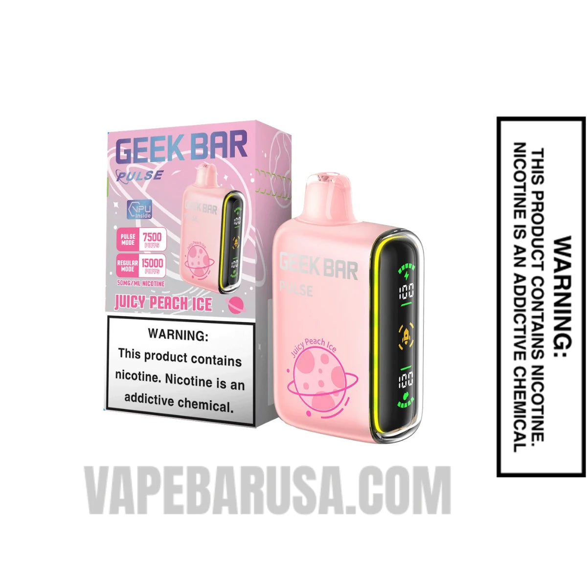 Juicy Peach Ice Geek Bar Pulse Disposable Vape With Package Box