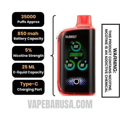 Juicy Peach Ice / Juicy Peach Soda Fasta Burrst 35000 (Fizz Series) Vape specifications