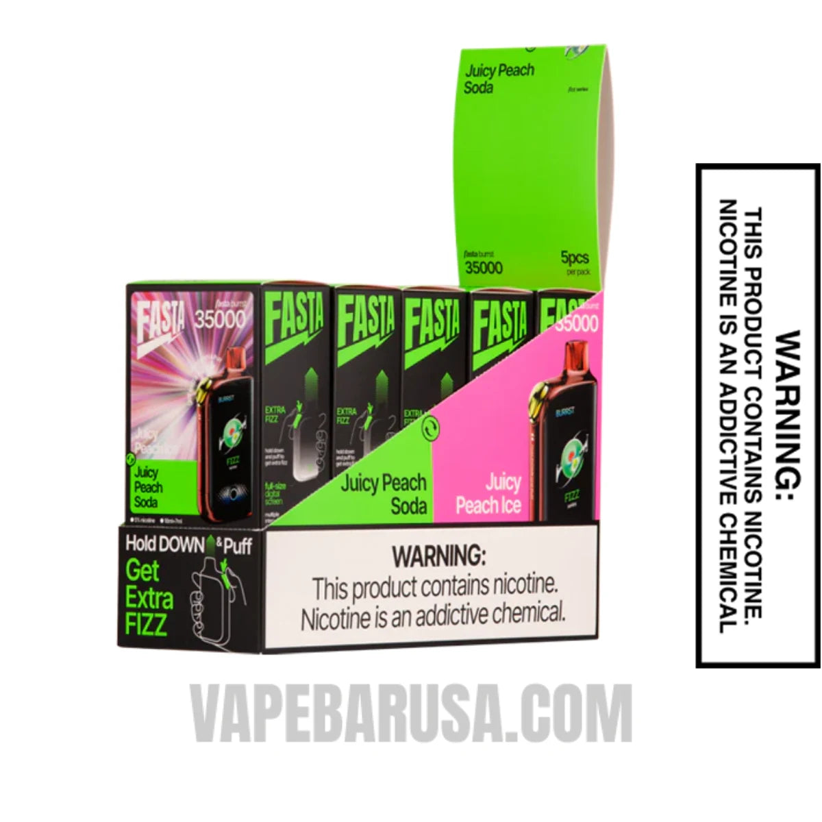 Juicy Peach Ice / Juicy Peach Soda Fasta Burrst 35000 (Fizz Series) Vape With Bundle Pack