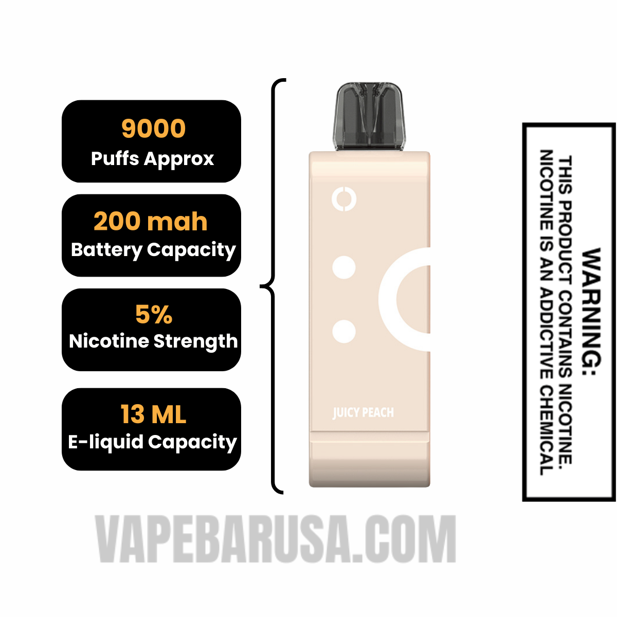Juicy Peach Off Stamp SW9000 Disposable Pod Specifications