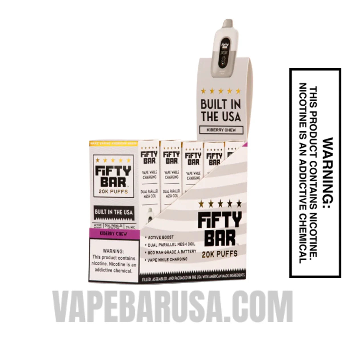 Kiberry Chew Fifty Bar 20k Disposable Vape With Bundle Pack