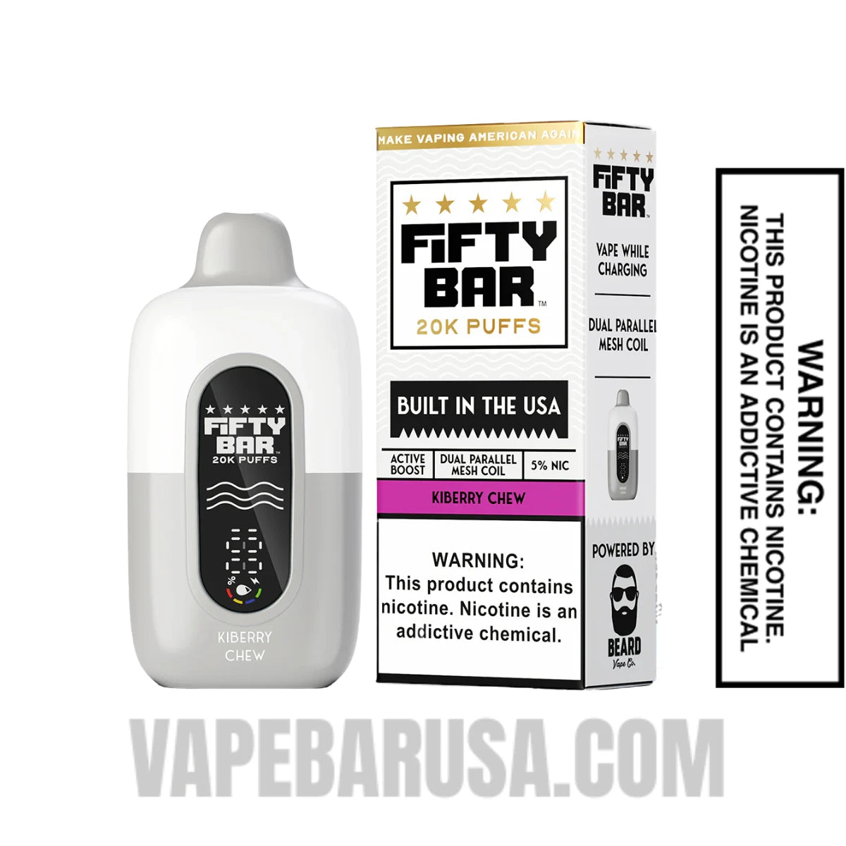 Kiberry Chew Fifty Bar 20k Disposable Vape With Package Box