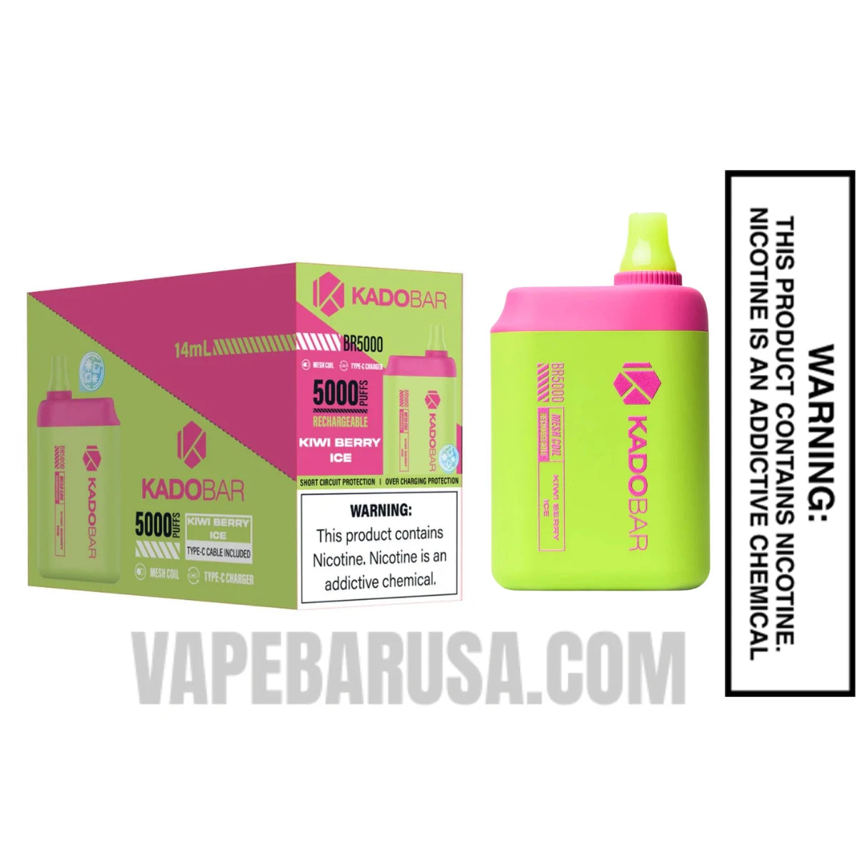 Kiwi Berry Ice Kado Bar BR5000 Disposable Vape With Bundle Pack 