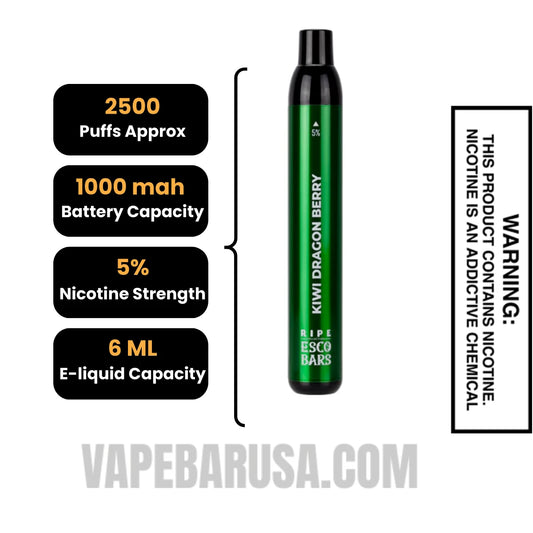 Kiwi Dragon Berry Esco Bars 2500 Puffs Disposable Vape