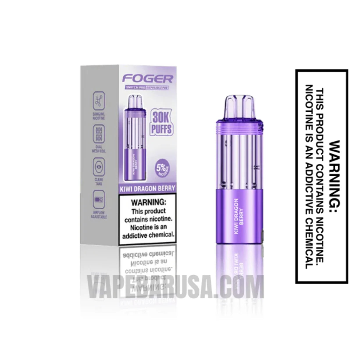 
Kiwi Dragon Berry Foger Switch Pro Disposable Vape kit With Package Box