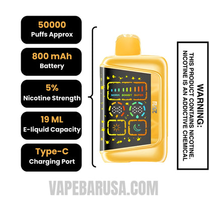 Lemon Batch RAZ RX50K Disposable Vape Specifications