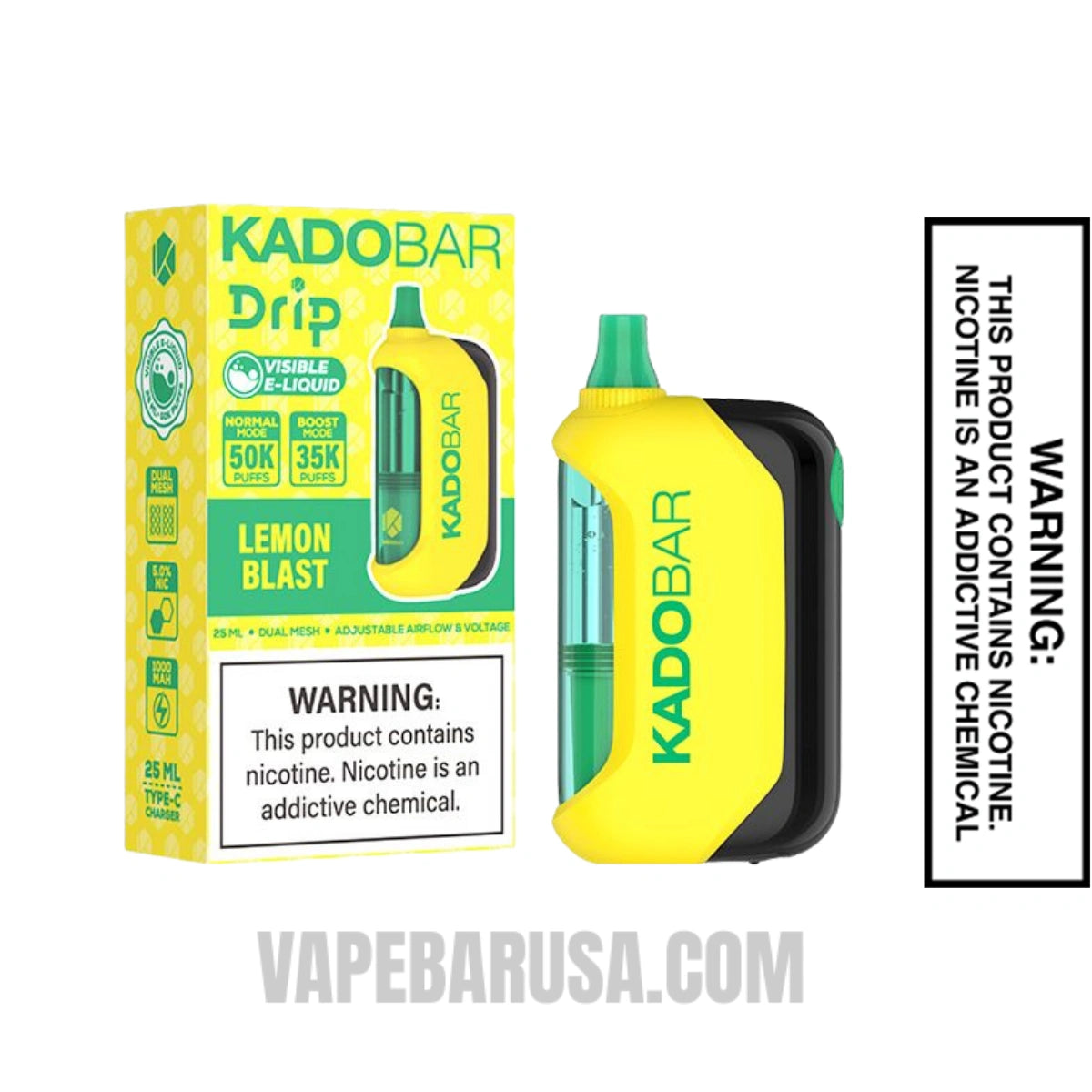 Lemon Blast Kado Bar Drip 50K Disposable Vape With Package Box
