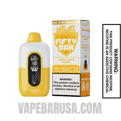 Lemon Cake Dough Hidden Hills X Fifty Bar 20k Disposable Vape With Package Box