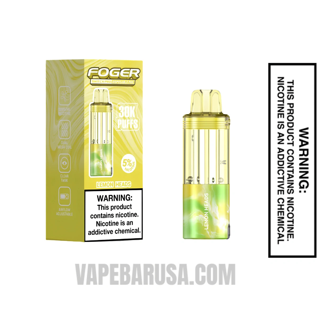 Lemon Heads Foger Switch Pro 30K Disposable Vape Pod With Package Box