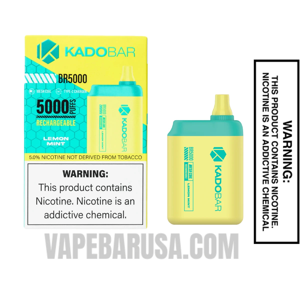 Lemon Mint Kado Bar BR5000 Disposable Vape With Package Box