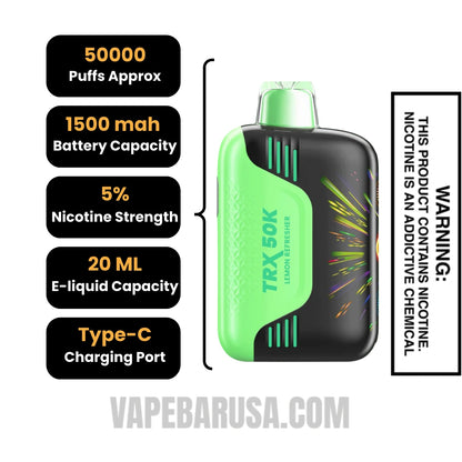 Lemon Refresher VIHO TRX 50K Disposable Vape Specifications