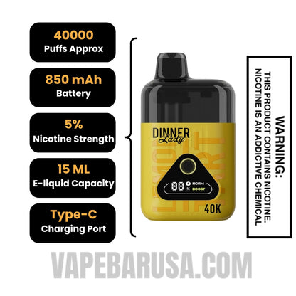 Lemon Tart Dinner Lady 40K Disposable Vape Specifications